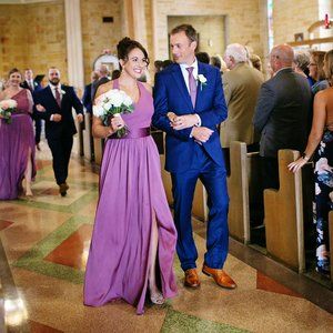 White by Vera Wang V-Neck Halter Bridesmaid Dress